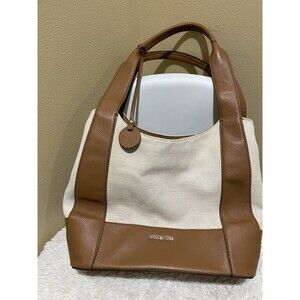 Michael Michael Kors Marlon Large Canvas Leather Shoulder Tote purse bag